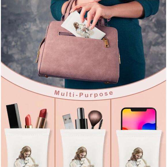 2 Christian Jesus Glasses Case Soft Leather Magnetic Closure 7x3.5 Inches sb31 - Picture 5 of 7